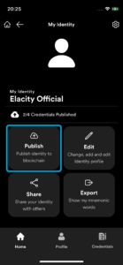 Publish your DID in the Identity app