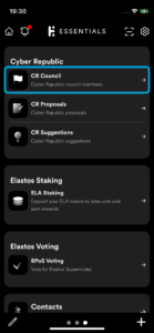 Open Elastos DAO from Essentials home