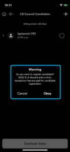 Deposit and fee confirmation prompt