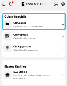 Open Elastos DAO from Essentials home