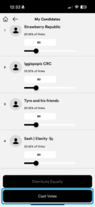 Select candidates and allocate votes